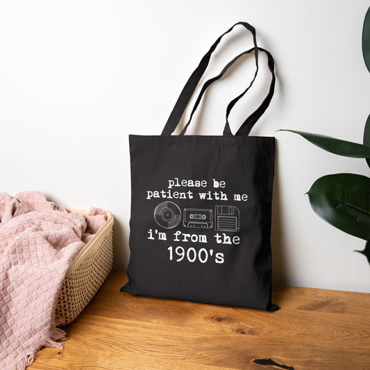 I'm From the 1900's vintage cassette design Tote Bag | Retro music humor