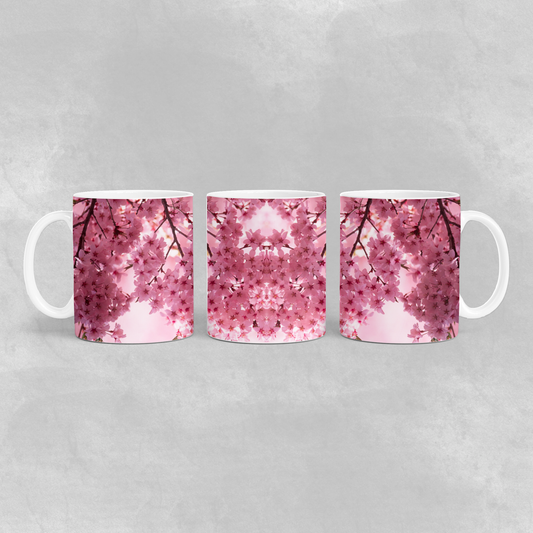 Cherry Blossom Pink Coffee Mug - 11oz Ceramic Cup for Tea & Coffee Lovers, Cute Floral Design Gift, Kitchen Decor