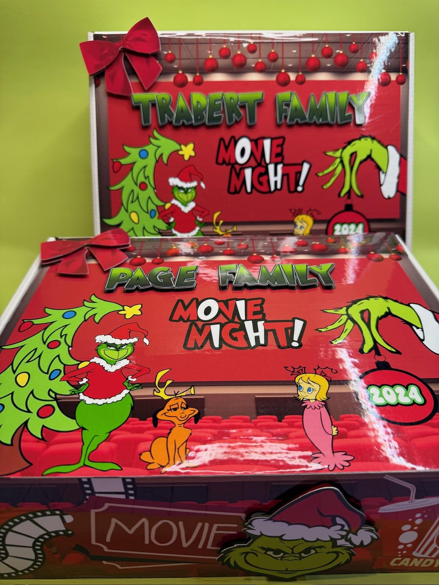 Grinch Family Movie Night Gift Box – Fun & Festive Holiday Bundle for Cozy Movie Evenings, Perfect as Gifts and Decorations